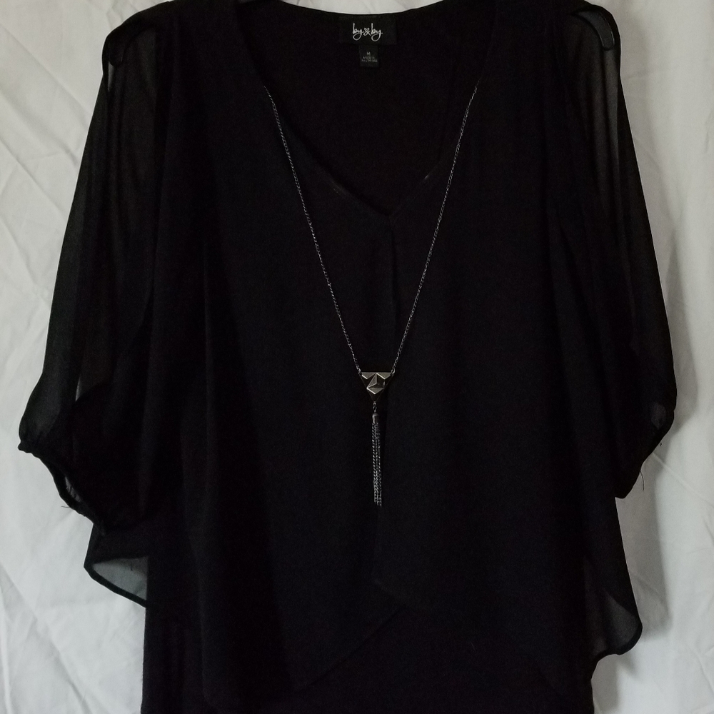 Sheer Shirt Over Womans Black Top